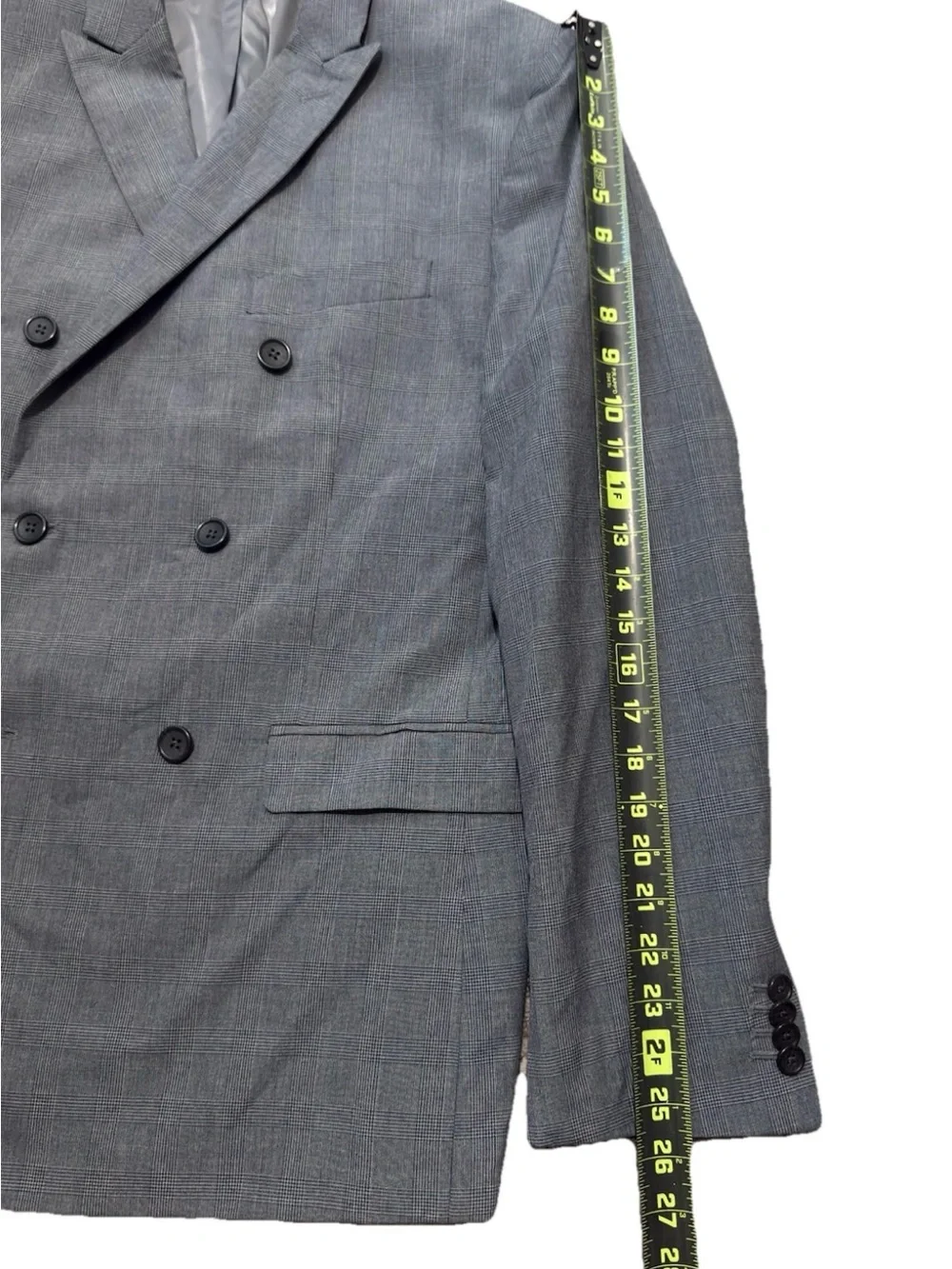 Banana Republic Men's 42R Gray Glen Plaid Double Breasted Slim Top Suit Jacket